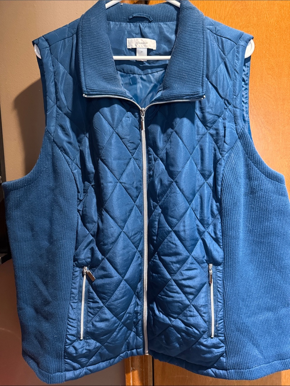 St. John's Bay Quilted Navy Dark Teal Blue Zip Vest
